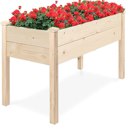 4FT Raised Garden Bed Elevated Wood Planter Box Stand for Backyard, Patio Planters Boxes Kit Flower Plant Grow Box Herb Garden Elevated Garden Bed Outdoor Indoor Patio Greenhouse