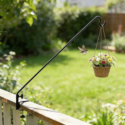 ERYTLLY Extended Reach Deck Hook Wall Pole Wall Mounted Deck Hook Extensible and 43 inch Wall Bracket for Hanging Bird Feeder,Plants,Wind Chimes,Lanterns 2 Packs