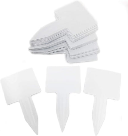 50 Pcs T-Type 5 Inch Thick Plastic Plant Nursery Garden Labels Pot Marker Stake Tags White Large 2.62" by 2.25" Head Waterproof Plant Labels