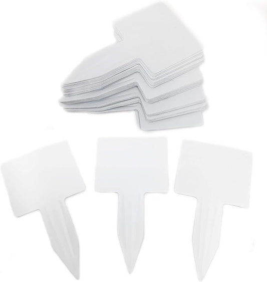 50 Pcs T-Type 5 Inch Thick Plastic Plant Nursery Garden Labels Pot Marker Stake Tags White Large 2.62" by 2.25" Head Waterproof Plant Labels