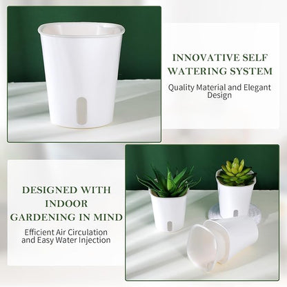 20 Pcs 3 Inch Self Watering Pots Self Watering Planters for Indoor Plants Plastic Self Watering Plant Pot Garden Flower Pots with Water Level Indicator Vents for Herbs ﻿