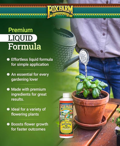 Fox Farm Big Bloom Liquid Plant Food - Organic Bloom Fertilizer for Flowering & Fruiting Plants, Contains Earthworm Castings & Bat Guano - Supports All Stages of Plant Growth - 0-0.5-0.7 NPK, 1 Pint