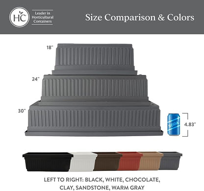 The HC Companies Venetian Window Planter Box w/Drain Plug - Long Planter Box for Windowsills, Balconies & More - Plastic Rectangular Outdoor Planters for Herbs & Flowers (18" White, Pack of 1)