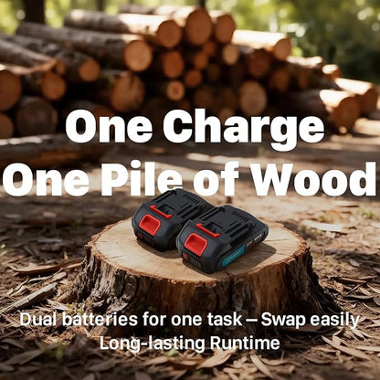 Electric Pole Saws for Tree Trimming, 6 Inch Mini Chainsaw Cordless 2-in-1 Pole Saw Battery Powered Tree Trimmer, Hand Held Chainsaw Long Bar Tree Branch Cutter, Wood Cutting Tools with 2 Batteries