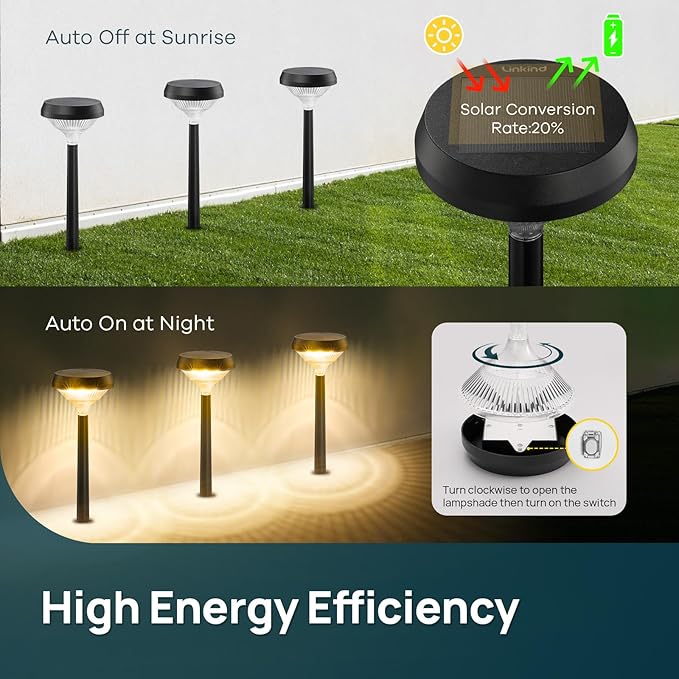 Linkind Solar Lights Outdoor 8 Pack, Solar Pathway Lights, Warm White Landscape Path Lights Waterproof for Walkway Yard Garden Driveway Use