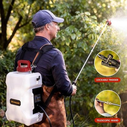 3Gallon Battery Powered Backpack Sprayer Compatible with Milwaukee 18V Battery, 79PSI Electric Garden Sprayer w/ 18V 2.0Ah Battery, 7Nozzles, 2 Wands, Backpack Weed Sprayer for Lawn,Weeding, Cleaning