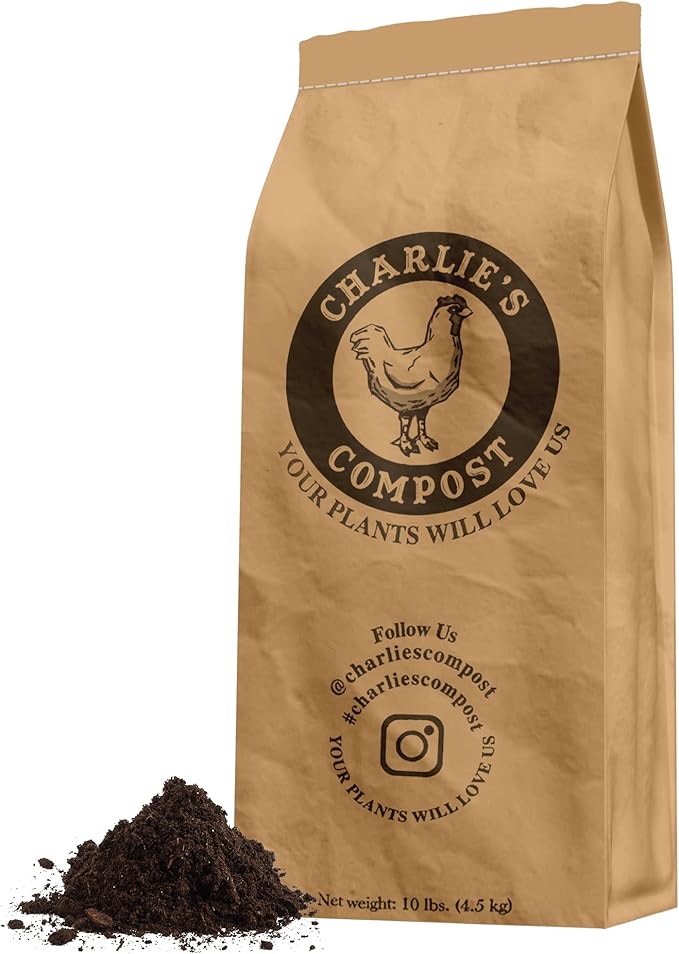 Charlie's Compost - Odor Free Organic Fertilizer for Home Gardens, Raised Beds, Containers, Seed Starting Mix, Natural Soil Amendment with Biochar 10lb