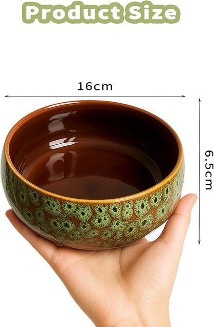 JWShang Lotus Bowl Planter for Planting in Water Indoors, Round Ceramic Lotus Flower Pot, Outdooor Garden Decorative Leak-Proof Bonsai Bowl for Lotus Seeds, Water Lily, Succulents (Green)