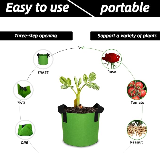 Grow Bags,Growing Pot Bags Garden Grow Bag Indoor Outdoor Fabric Aeration Plant Pot Container Flower Vegetable Pouch (Mixed 15colors,17Gallon)