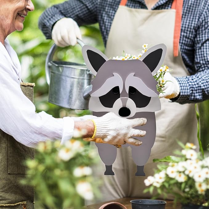 Raccoon Planter Plant Pots,Animal Flower Pot for Indoor/Outdoor,Small Cute PVC Animal Face Shape Plant Container Best for Home Office Garden Decoration Mom Gift