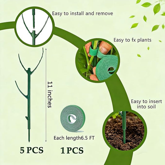 5PCS Monstera Plant Support, Stackable Plant Stakes for Indoor Plants, Plant Sticks Support Tall for Climbing Potted Plants