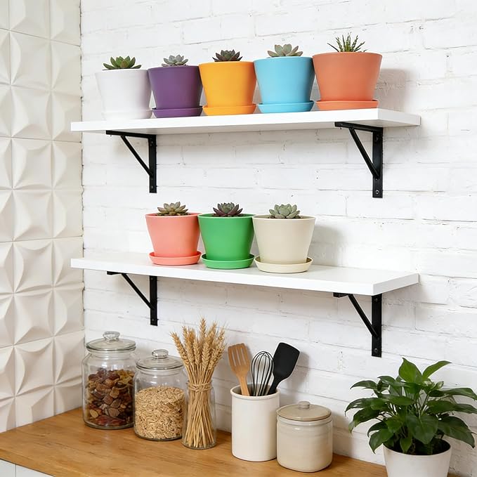 Tosnail 24 Pack 4" Small Plastic Plant Flower Pot with Saucers, Seedlings Nursery Pots Planter with Pallet Planting Gardening Containers - Assorted 8 Colors