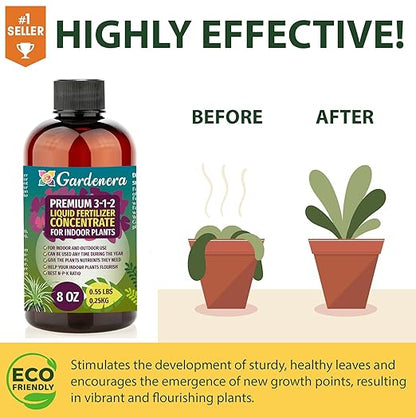 Premium Liquid Lemon Tree Plant Fertilizer - 3-1-2 Concentrate for Indoor Plants and Flowers by Gardenera | Organic Plant Food for Lemon Trees - 32oz