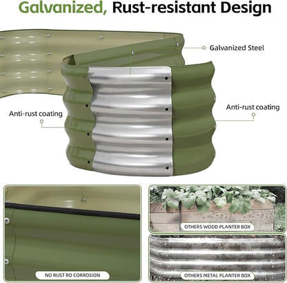 GoCampDriect 6IN1 Raised Garden Bed - 8x3x1ft Galvanized Raised Garden Boxes Outdoor Corrosion Resistant | Variable Shape 9x2x1ft Metal Raised Garden Beds for Planting Vegetable, Fruits,Flower
