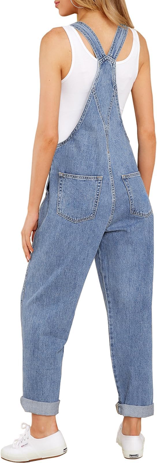 Vetinee Womens Classic Adjustable Straps Pockets Denim Bib Overalls Jeans Pants