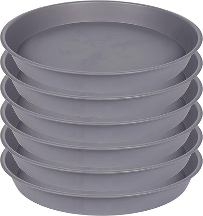 2 Pack of 8 inch Plant Saucer Clear, Heavy Duty Plastic Plant Water Tray 8 inch Round, Flower Plant Saucers for Indoors No Holes, Plant Dishes Saucer for Planter 7"/8" (8", Cement)