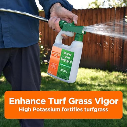 Simple Lawn Solutions - High Potassium Lawn Food Liquid Fertilizer 0-0-25 - Concentrated Spray - Turf Grass Vigor and Plant Hardiness - Summer and Fall - Any Grass Type (32 Ounce)