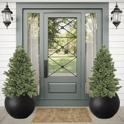 17 H x 21" Dia (15" Pot Opening) Black Round Fiberstone Tall Planter with Drainage Hole, Indoor/Outdoor Large Plant