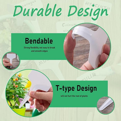 100 Pcs Plant Labels - White Plastic Garden Plant Tags (10cm)