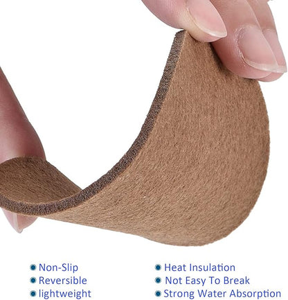 8 Pack Planter Coasters Set Felt Round Flowerpot Drip Pad Mat Apply to Outdoor/Garden (4" 6" 8" 10", Brown)