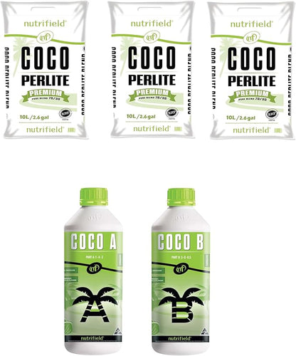 3 Bags 10 Liters Coco Perlite 70/30 Mix + Nutrients Coco A&B 500ml