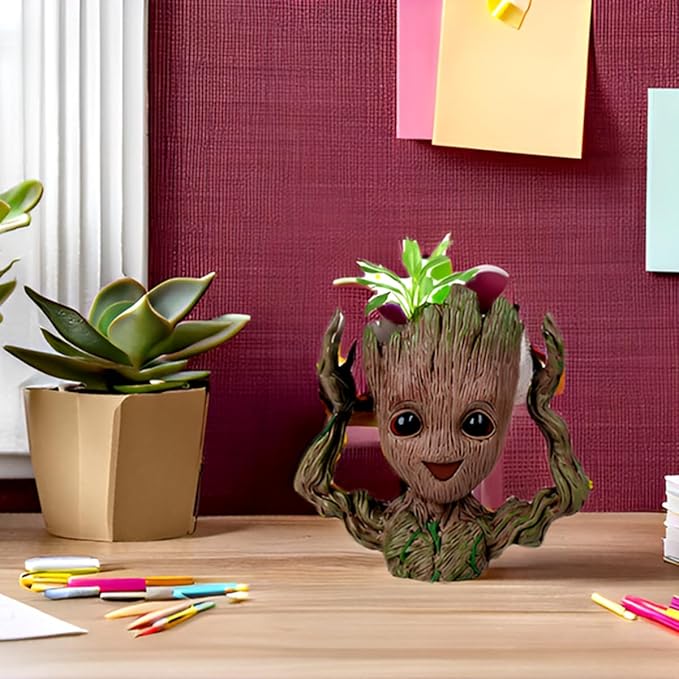 Cute Plant Pots, Smiley Planters for Indoor Plants and Succulents, with Drainage Hole, Mini Flowerpot Decor Idea for Kids Mother Lovers