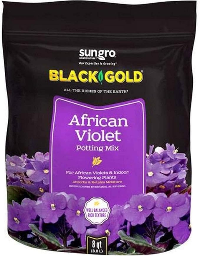 SunGro Black Gold Indoor Natural and Organic African Violet Potting Soil Fertilizer Mix for House Plants, 8 Quart Bag (6 Pack)