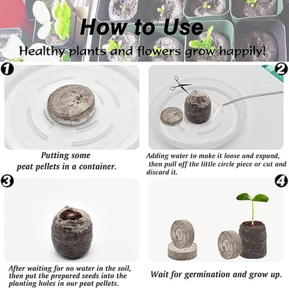 ZeeDix 200 Pcs 40mm Peat Pellets for Seedlings, Compressed Seed Starter Soil Dirt Pods Plugs Peat Moss Pellets Soil Pellets for Seed Starting, Gardening, Planting Flowers Herbs and Vegetables