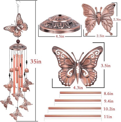 Solawindchime Outdoor Butterfly Wind Chimes, Butterfly Memorial Wind Chimes, Gift Wind Chime, Butterfly Wind Bell, Gifts for Women, for Home, Garden, Indoor, Outdoor Decoration, Garden Wind Chime