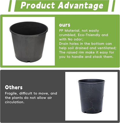 HOSTIC 3 Gallon Flexible Nursery Pots Gallon Pot with Drainage Holes Plastic Plant Container Suitable for Indoor Outdoor Vegetables Flowers Plants 10 PCS