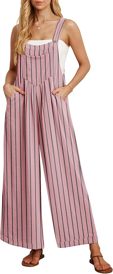 IWOLLENCE Women's Summer Jumpsuits Boho Wide Leg Overalls Casual Loose Rompers with Pockets 2025