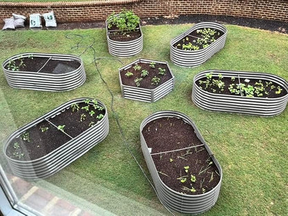 A ANLEOLIFE 6 Set Hexagon Galvanized Raised Garden Beds Outdoor,70x60x18in Metal Planter Box for Planting Vegetables Flowers Herb, Anti-Rust & Easy-Setup, Quartz Grey