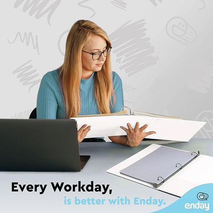 1 Inch 3 Ring Binder 1” Binder White Clear View Cover with 2 Inside Pockets, Colored School Supplies Office and Home Binders – by Enday