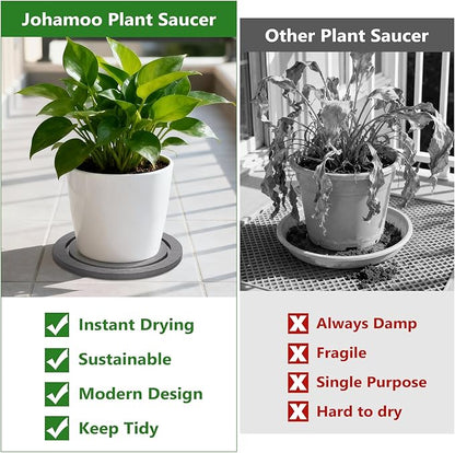 Plant Saucer for Indoors, 2 Pack 6 Inch, Instantly Dry Diatomaceous Earth Plant Trays, Stone Plant Pot Saucers Drip & Drainage Tray, Women’s Gifts for Valentine, Gray