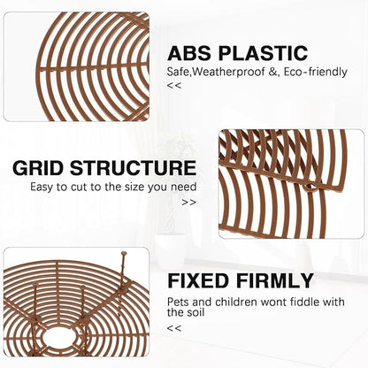2 Pcs Plant Pot Grid Soil Protector Covers Large and Medium Cuttable Grid Flower Protector with Deep Stakes for Indoor Outdoor Office Hotel Home Furnishing Shopping Mall Garden