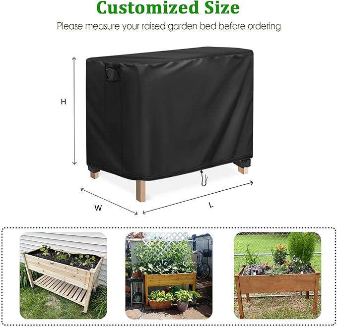 Customized Cover for Raised Garden Bed, Personalized Heavy Duty Waterproof Elevated Flower Bed Covers for Winter, Raised Tall Planter Box Cover for Outdoor Protection