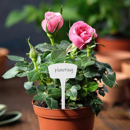 White Plant 100 Pcs Markers 27 Cm/10.63 in, Large for Outdoor Garden, T-Type Tags Waterproof Garden, Reusable Labels Plastic, Ideal Outdoor for Identification Plant