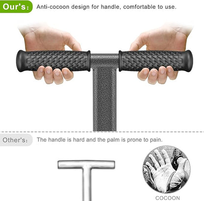 Dolibest Bulb Planter Tool w/Soft Grip, Grass Plugger Tool w/Stainless Steel Sharp Serrations, Depth Adjust Pre-Assembled Sod Plugger w/Centre Auto Dump Design for Lawn Planting Bulbs and Grass Repair