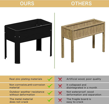 Raised Garden Bed with Tall Legs, Elevated Metal Planter Box for Vegetables, Herbs, Flowers - Outdoor Use in Backyard, Patio, Balcony & Deck