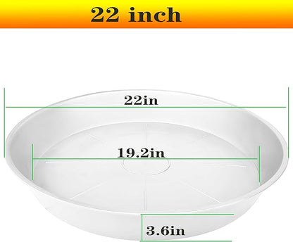 3 Pack of 22 inch Plant Saucer, 3.6" Depth Tray, Large Deep Garden Plastic Flower Planter Plant Trays for Indoors Outdoor Bath Bath (22", Creamy White)