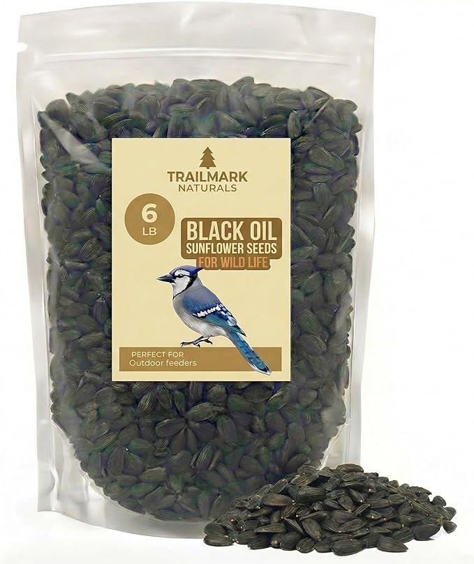 6 Pound Black Oil Sunflower Seeds for Birds – Premium Wildlife Food – Non - GMO -Grown in The USA - Black Oil Sunflower Seeds for Wild Animals and Backyard Feeders