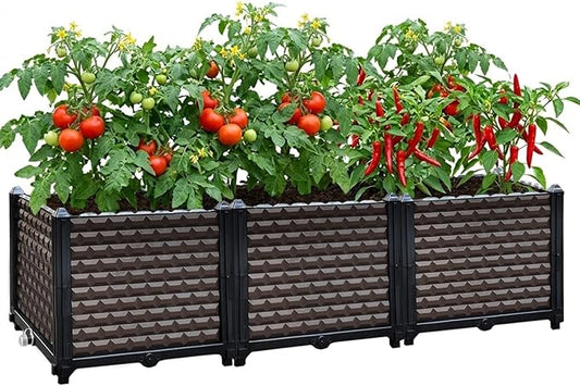 Large Planters for Outdoor Plants 14" Tall Planter Box, Raised Beds for Gardening Self Watering, Elevated Planter Box with Legs, Rectangular Garden Planters for Outdoor Plants Flowers, 47.2"L x 15.7"W