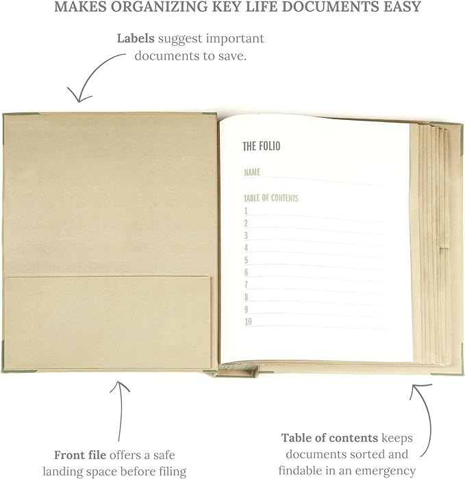Savor | 2025 Edition The Folio® Document Organizer | Custom Dyed Cloth-Bound Expanding File for Important Papers, Passports, Birth Certificates & More | Ideal for Home Organization & Graduation Gift