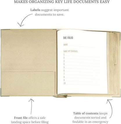 Savor | 2025 Edition The Folio® Document Organizer | Custom Dyed Cloth-Bound Expanding File for Important Papers, Passports, Birth Certificates & More | Ideal for Home Organization & Graduation Gift