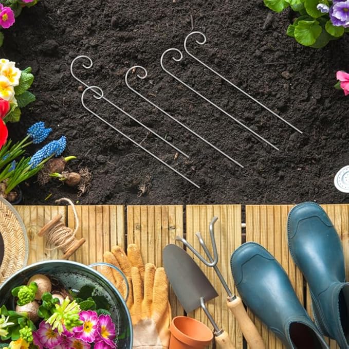 20pcs Plant Tag Pole Floral Sticks for Arrangements Short Shepherds Hooks for Outdoor Floral Card Holder Lantern Hooks Outdoor Shepherds Hook for Bird Feeder Silver Iron