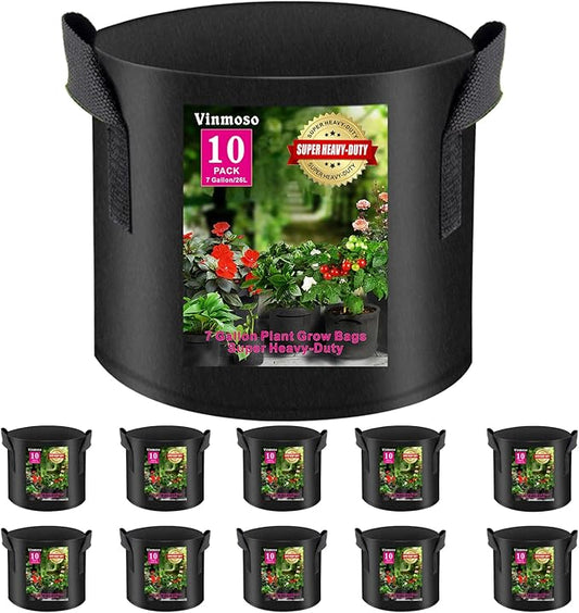 10 Pack Grow Bags 7 Gallon Heavy Duty Thickened Non-Woven Grow Bag with Handles Plant Grow Bags Planting Bags Plant Bags