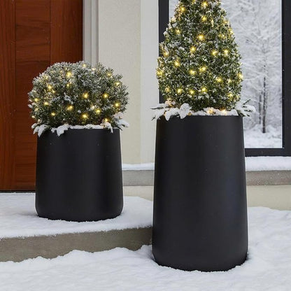 23.1" H x 14.7" D Tall Conico Fiberstone Planter, Drainage Hole for Indoor and Outdoor Use, 5 Year Guarantee, Included 2 Extra Coco Mats (Black Color, 23.1" Pot Opening)