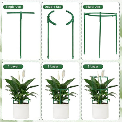 12 Pack Plant Support Stakes, 6.3 x 9.8 Inch Plastic Plant Cage Holders, Half Round Plants Support, Garden Flower Stakes for Indoor Outdoor Climbing Plants Vegetable Flower Pot