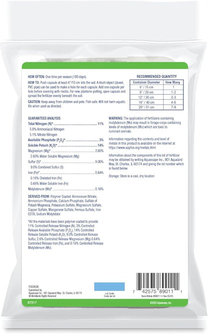 Aquascape Once-A-Year Pond Plant Fertilizer Capsules, 12-Pack, Promotes Aquatic Plant Health, Easy Annual Application, 89011