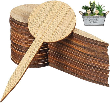 Mipcase 20pcs Plant Labels Round t Shape Miniature Decor Signs for Box and Garden Markers Natural Material for Easy Plant Identification